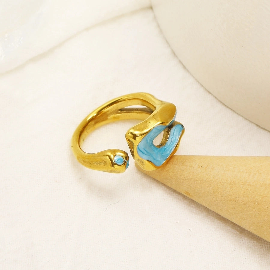 Jewelry Casual Simple Style Irregular 304 Stainless Steel 18K Gold Plated Enamel Rings