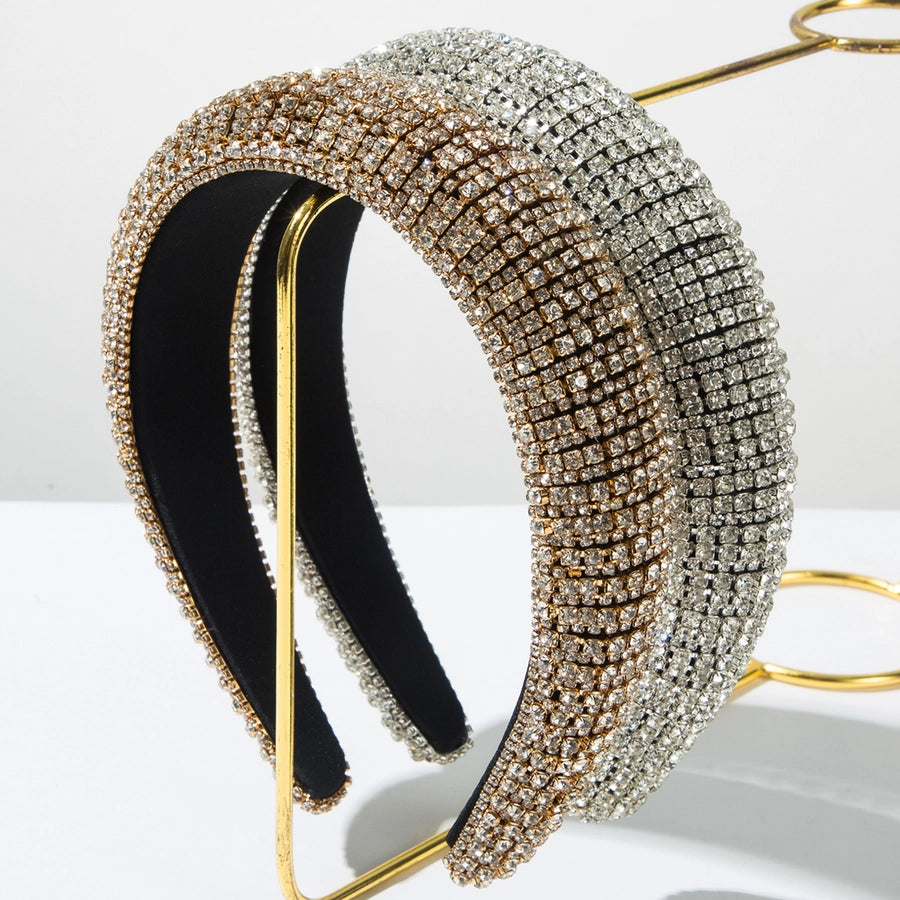 Elegant Glam Luxurious Women's Solid Color Alloy Cloth Inlay Rhinestones Hair Band