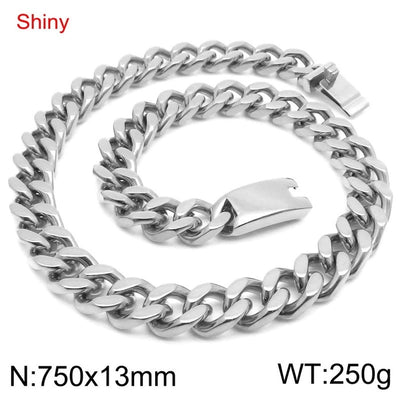Fashion Minimalist Atmospheric Stainless Steel Cuban Link Chain Bracelet Necklace