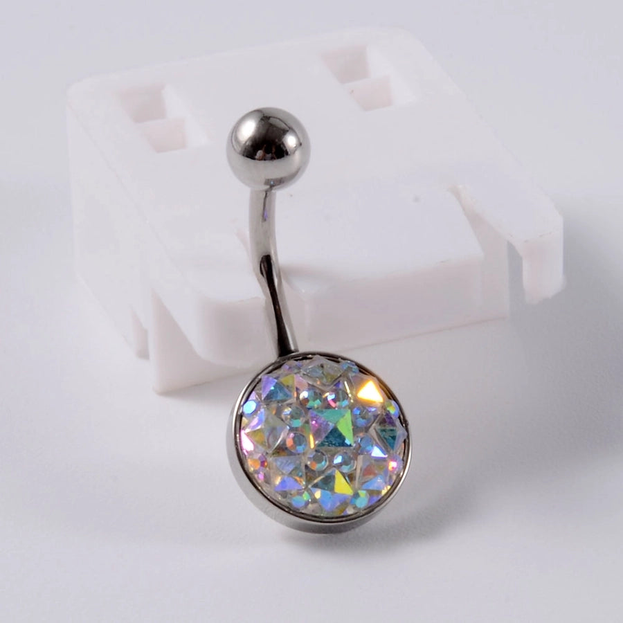 1 Piece Belly Rings Casual Vacation Round 304 Stainless Steel Imitation Pearl Polishing Inlay Natural Stone Zircon 18K Gold Plated