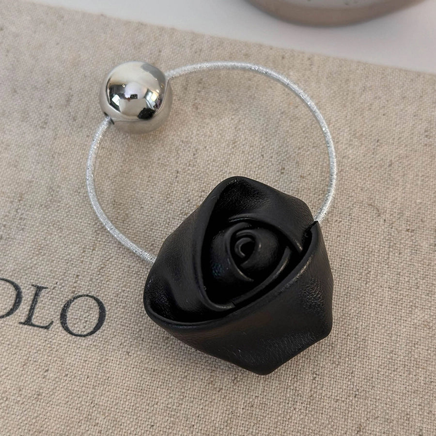 Women's Elegant Classic Style Artistic Flower Leather Hair Tie