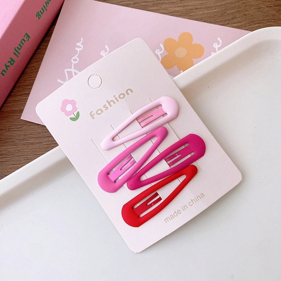 New Sweet Rose Pink Versatile Basic Hollow Heart Five-Star BB Clip Dripping Oil Partysu Hair Clip Hair Accessories