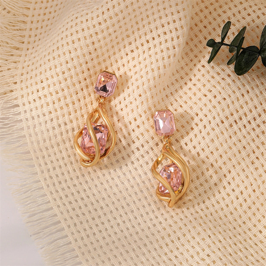 1 Pair Vintage Style Simple Style IG Style Geometric Inlay Copper Copper Alloy Gem Drop Earrings