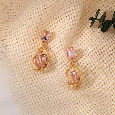 1 Pair Vintage Style Simple Style IG Style Geometric Inlay Copper Copper Alloy Gem Drop Earrings