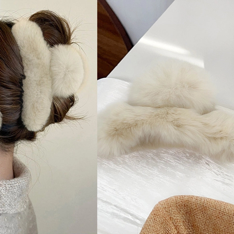 Women's Simple Style Solid Color rabbit fur Hair Claws
