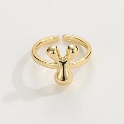 Copper 18K Gold Plated Plating Letter Copper Rings