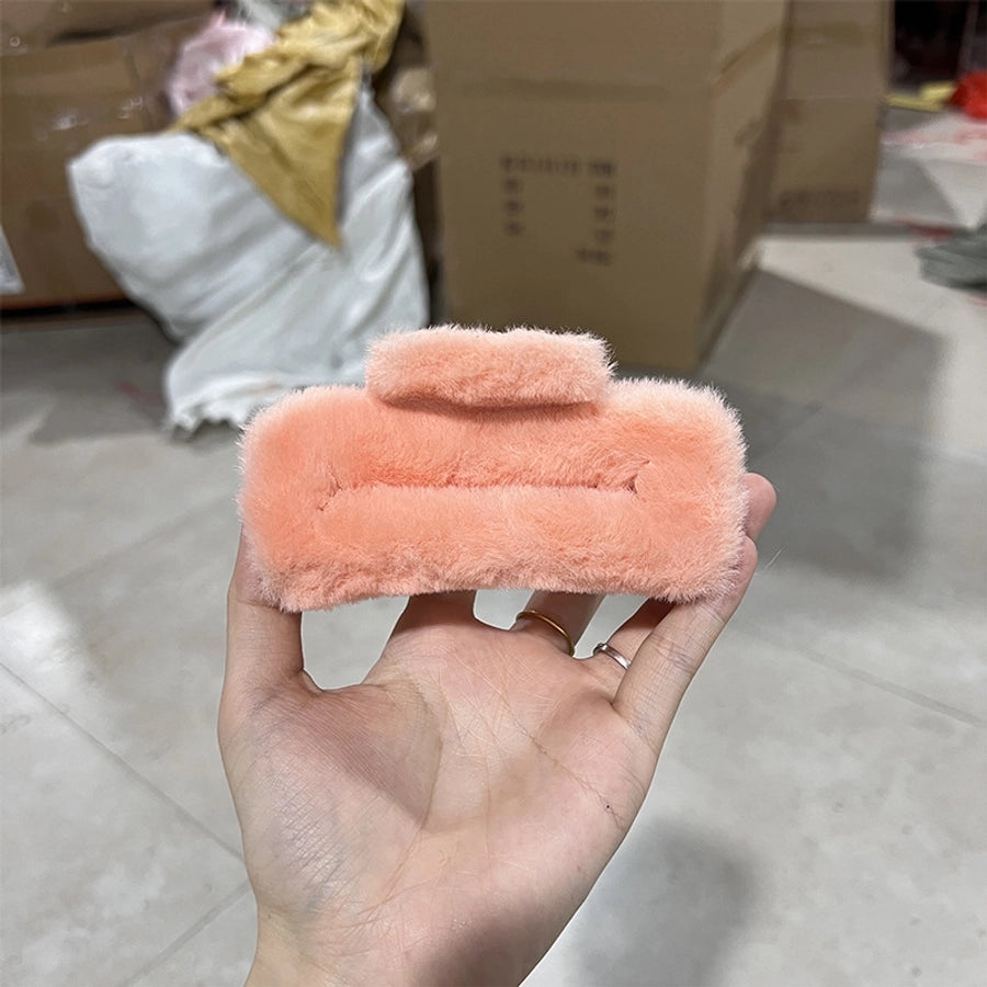 Women's Simple Style Solid Color PC Plush Hair Claws