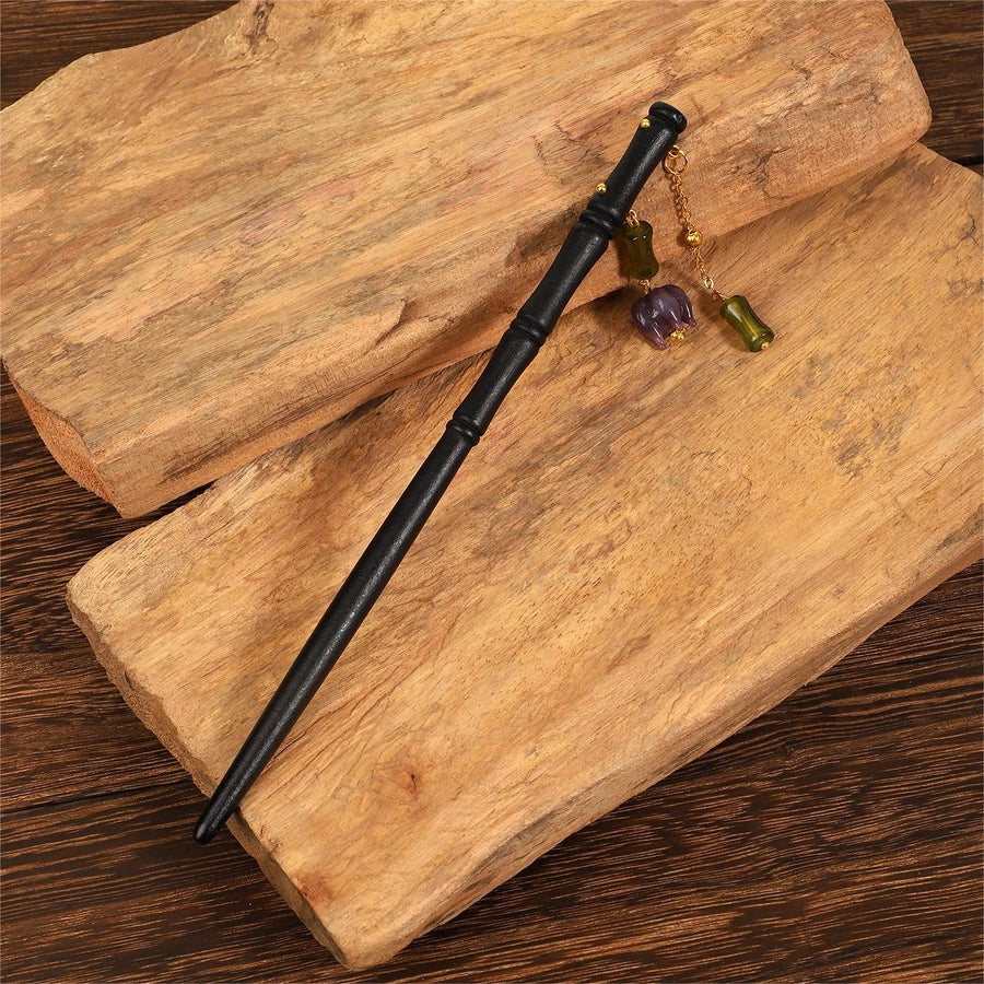 Women's Chinoiserie Classic Style Artistic Bamboo Flower Wood Tassel Hairpin