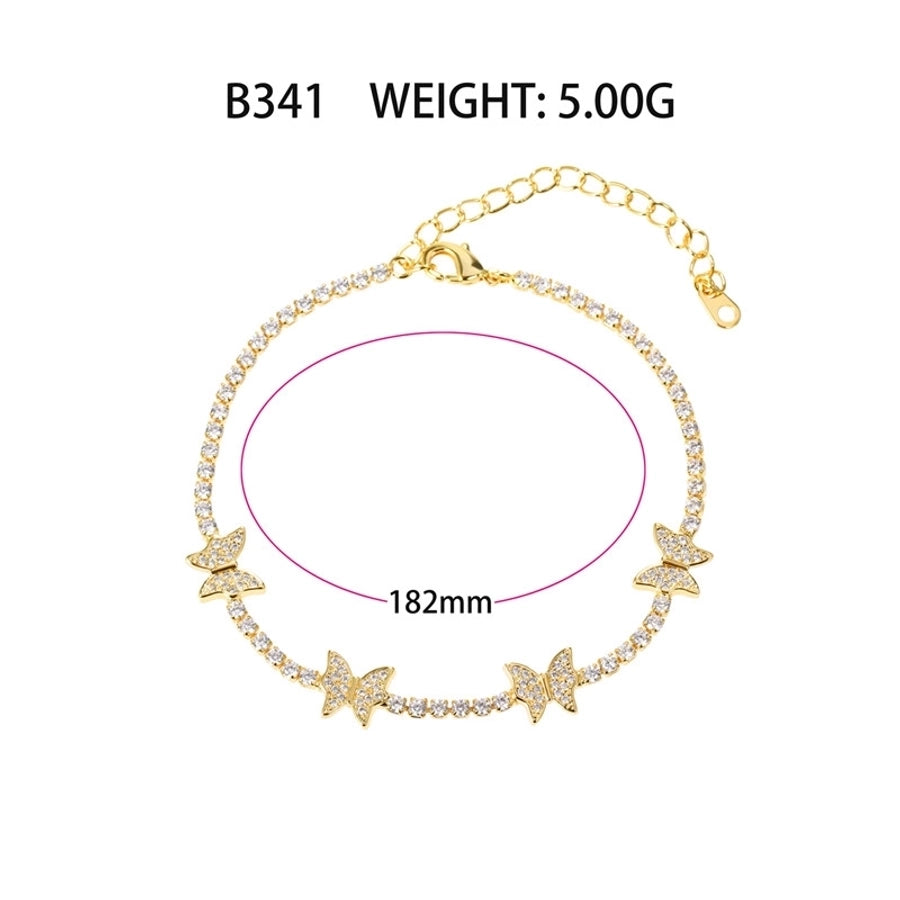 Copper 18K Gold Plated Inlay Butterfly Zircon Bracelets