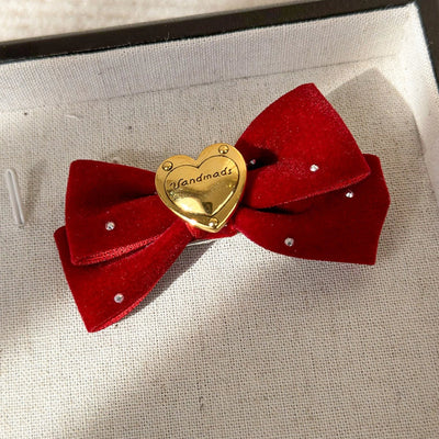 women's lady bow knot alloy cloth hair clip