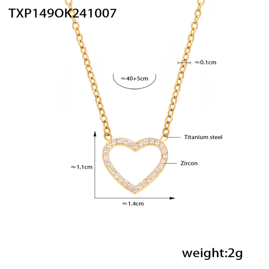 Jewelry Elegant Luxurious Vacation Heart Shape Titanium Steel 18K Gold Plated Plating Jewelry Set