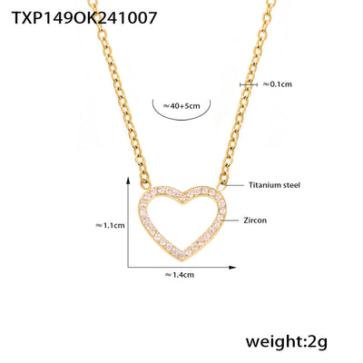Jewelry Elegant Luxurious Vacation Heart Shape Titanium Steel 18K Gold Plated Plating Jewelry Set