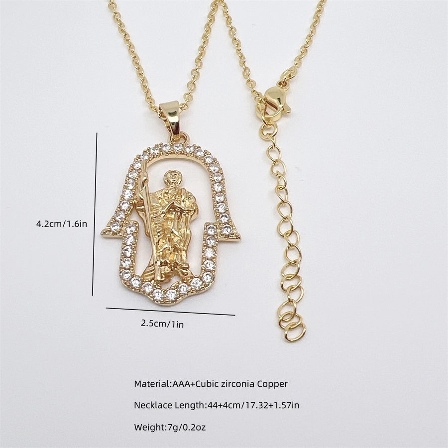 Jewelry Vintage Style Classic Style Human Faith Copper Pendant Necklace