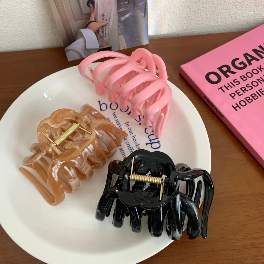 Women's Casual Simple Style Solid Color Plastic Hair Claws