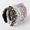 elegant color block imitation pearl cloth inlay pearl hair band