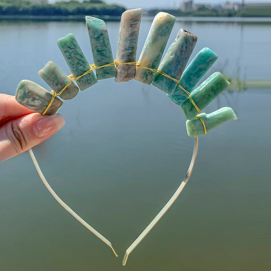 Women's Vacation Ethnic Style Geometric Alloy natural stone Knitting Hair Band