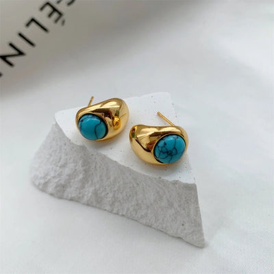1 Pair Retro C Shape 304 Stainless Steel 18K Gold Plated Ear Studs