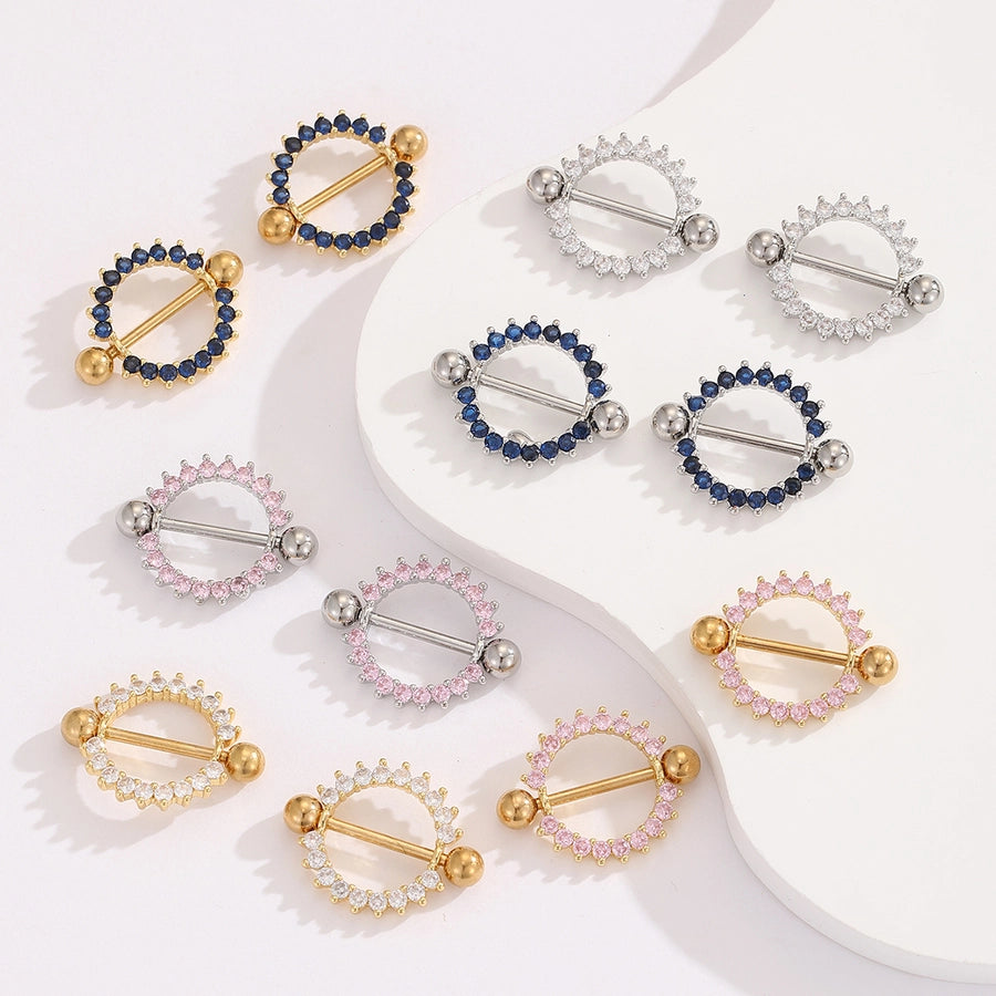 Ear Cartilage Rings & Studs Modern Style Simple Style Round 304 Stainless Steel Inlay Zircon Ear Cartilage Rings & Studs