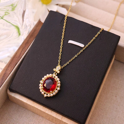 Jewelry Elegant Glam Luxurious Oval Water Droplets Pearl 304 Stainless Steel Copper 18K Gold Plated Pendant Necklace