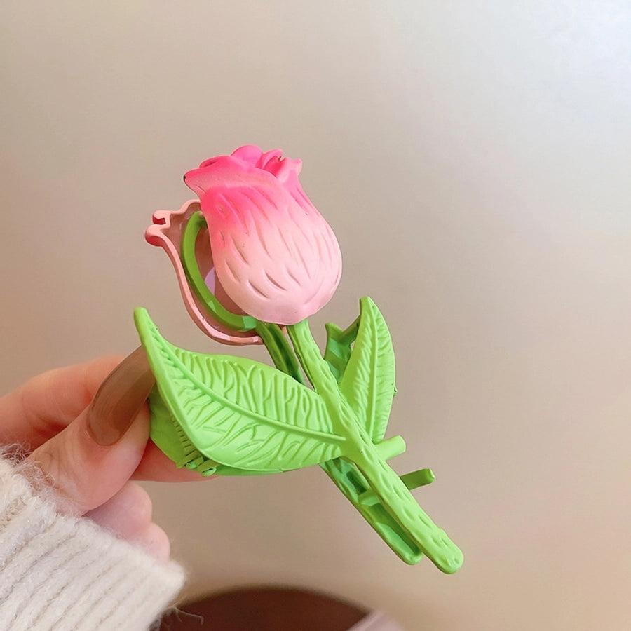 japanese style flower alloy stoving varnish hair claws 1 piece