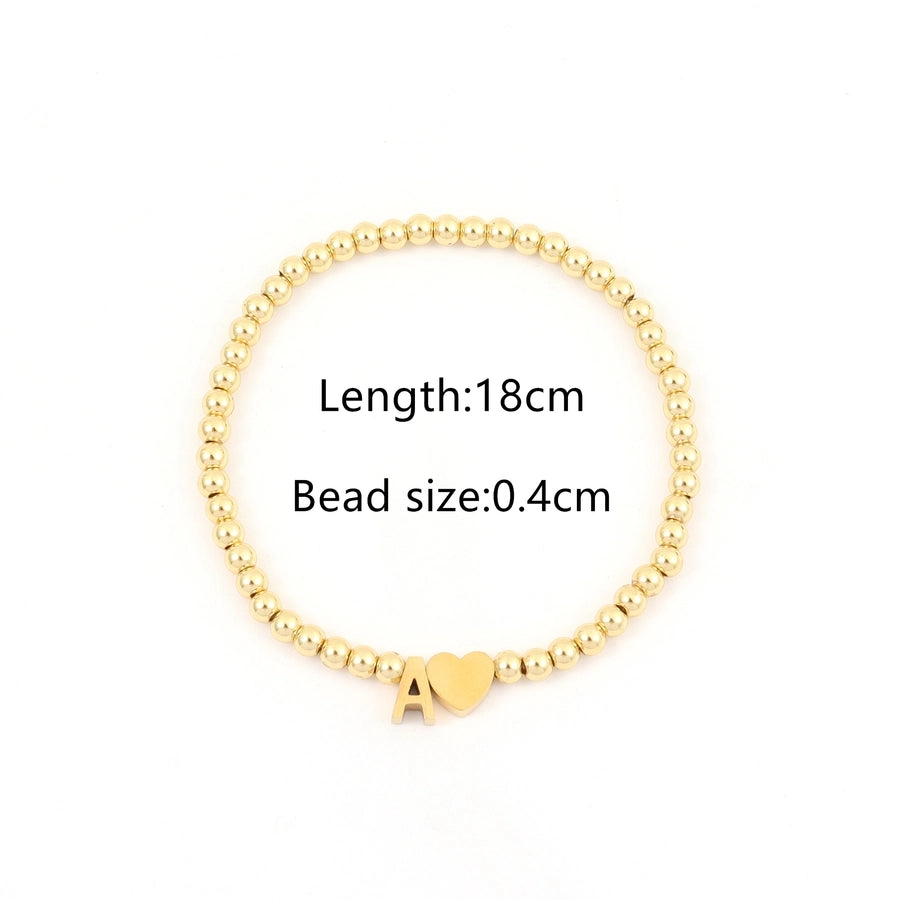 304 Stainless Steel Copper Letter Heart Shape Bracelets