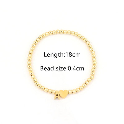 304 Stainless Steel Copper Letter Heart Shape Bracelets