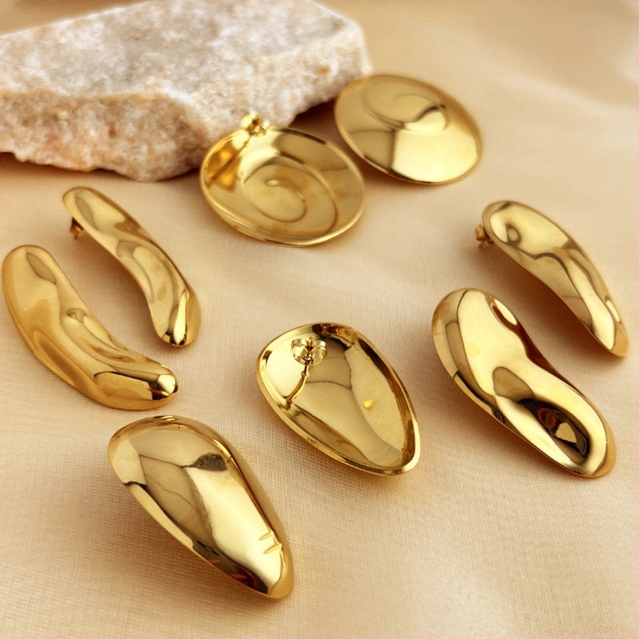 1 Pair Simple Style Classic Style Heart Shape Plating 304 Stainless Steel Ear Studs