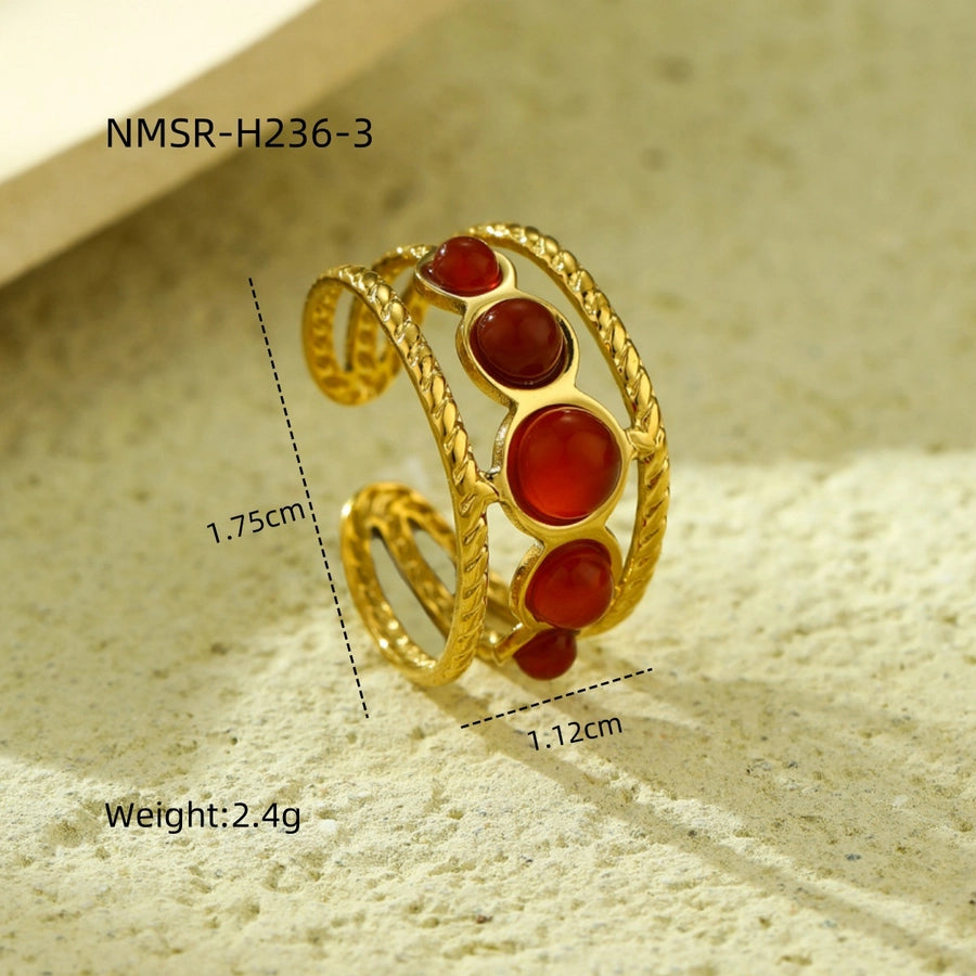 Jewelry Casual Simple Style Geometric 304 Stainless Steel Natural Stone Plating Open Rings