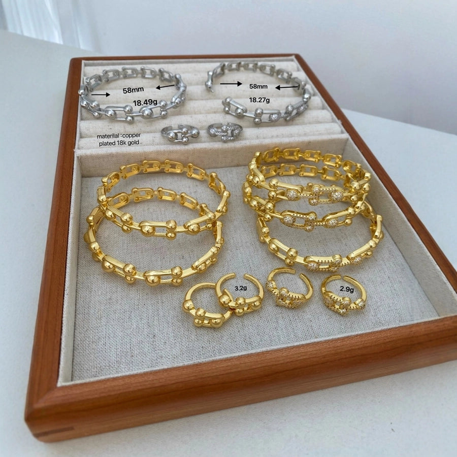 Jewelry Vintage Style Classic Style Geometric Copper Zircon Plating Rings Bracelets