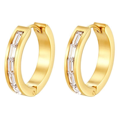 1 Pair Simple Style Geometric Inlay 304 Stainless Steel Zircon Earrings