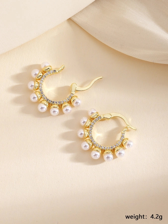 1 Pair Elegant Classical Romantic Solid Color Copper Ear Studs