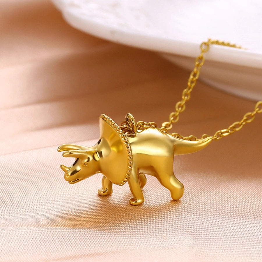 Jewelry Cute Hip-Hop Dinosaur Titanium Steel Plating Pendant Necklace