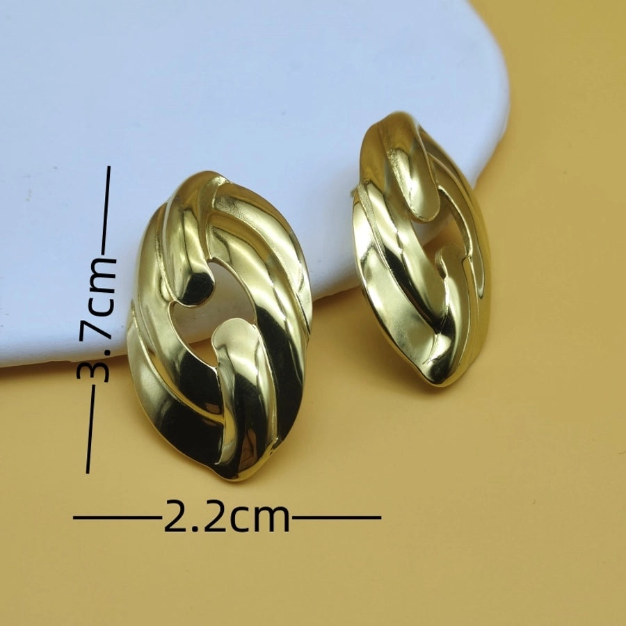 1 Pair Vintage Style Classic Style Conch Spiral Stripe Stamping 304 Stainless Steel 18K Gold Plated Ear Studs