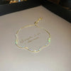 sweet colorful rectangle copper inlay zircon bracelets