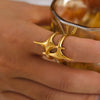 Jewelry Casual Elegant Modern Style Star Titanium Steel 18K Gold Plated Plating Open Rings