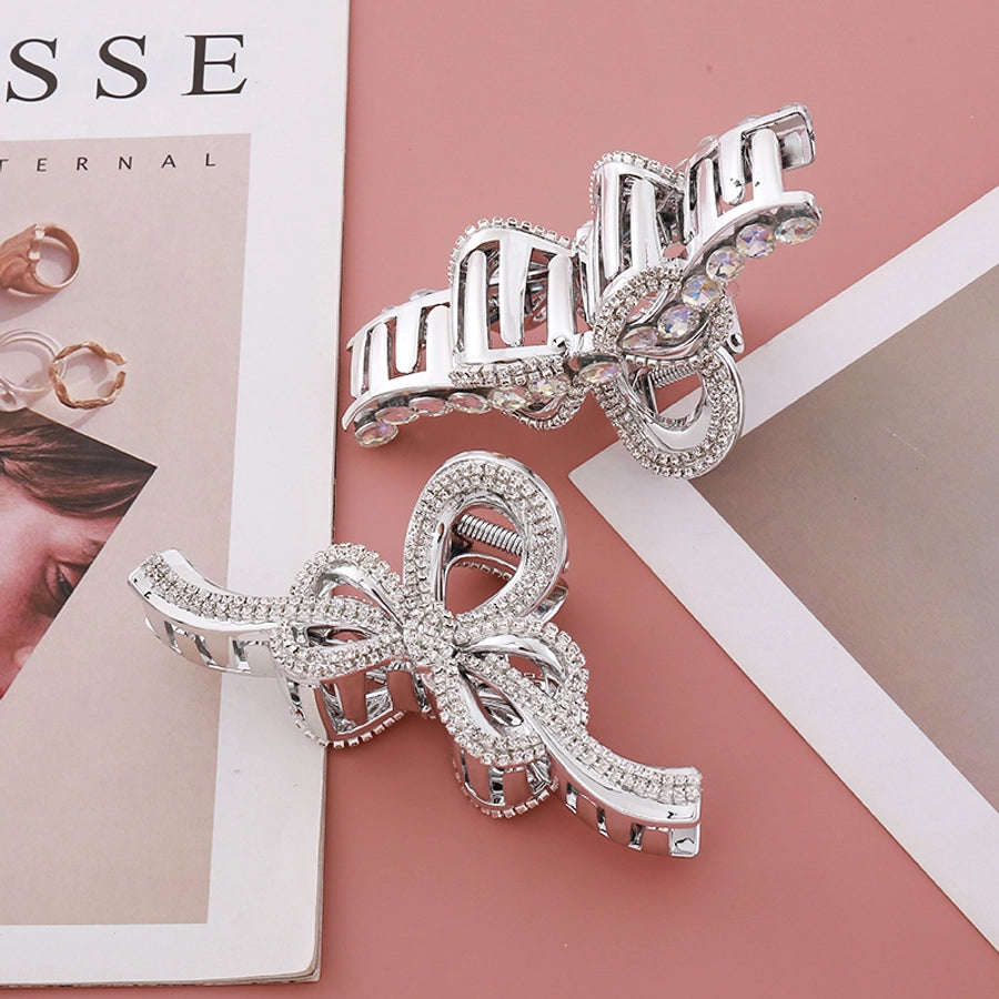 Women's Classic Style Shiny Bow Knot Acetic acid sheets Inlay Rhinestones Glass Hair Claws