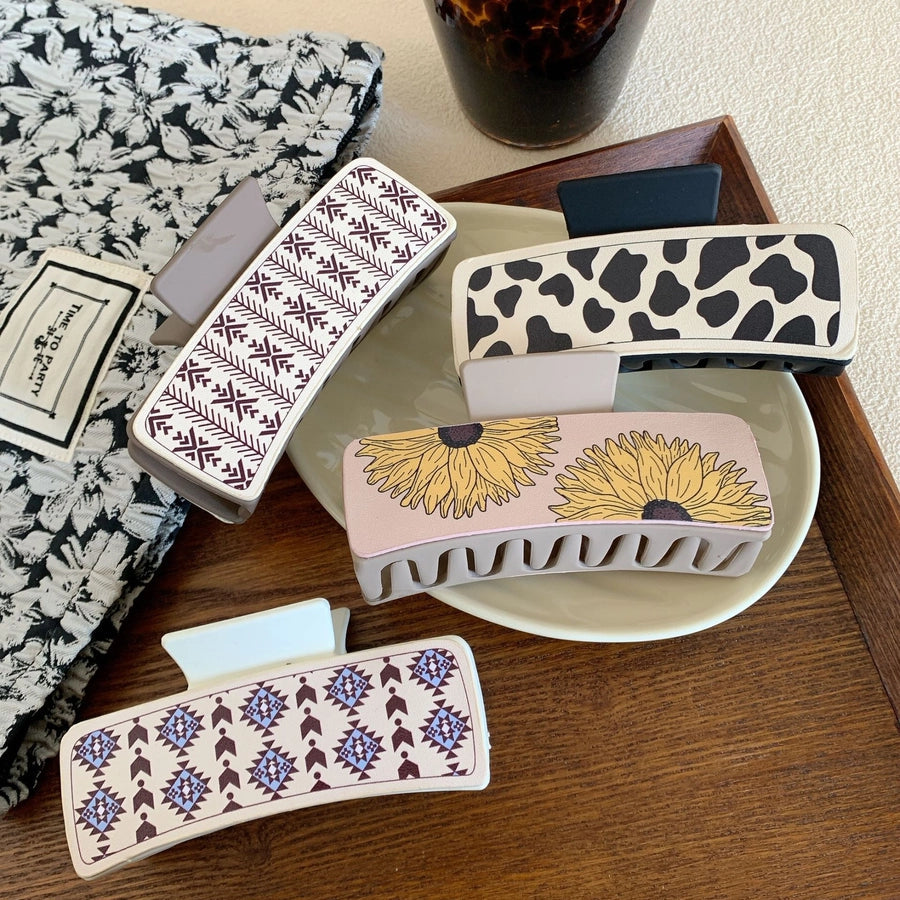 Women's Retro Geometric PS Pu Leather Hair Claws