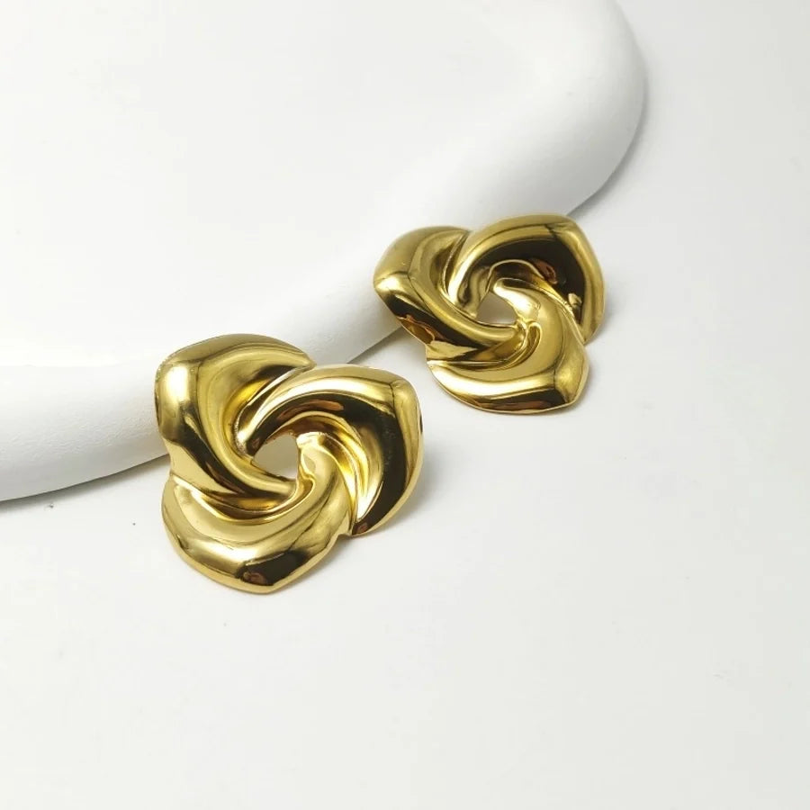 1 Pair Elegant Oversized Commute Rose Flower Flowers 304 Stainless Steel 18K Gold Plated Ear Studs