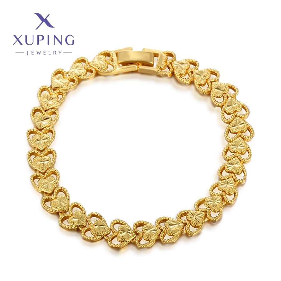Jewelry Elegant Retro Heart Shape Copper 18K Gold Plated Plating Bracelets