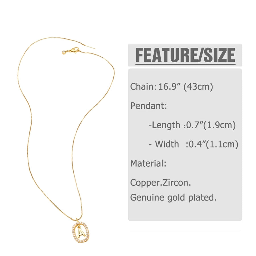 Jewelry Modern Style Simple Style letter 201 Stainless Steel Copper Zircon 18K Gold Plated Inlay Pendant Necklace