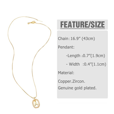 Jewelry Modern Style Simple Style letter 201 Stainless Steel Copper Zircon 18K Gold Plated Inlay Pendant Necklace