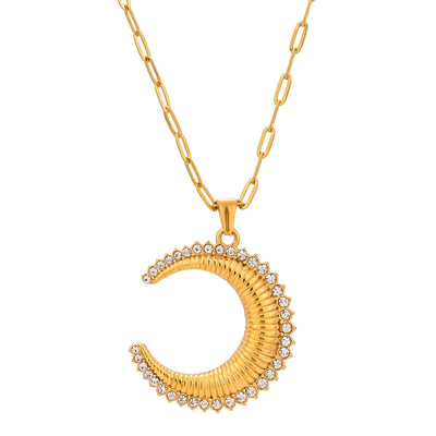 Jewelry Classic Style Moon 304 Stainless Steel Pendant Necklace