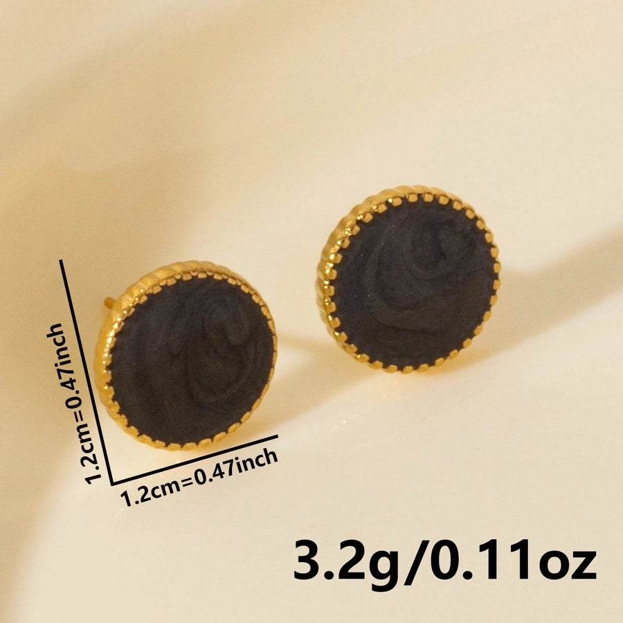 1 Pair Elegant Geometric Round 304 Stainless Steel Ear Studs