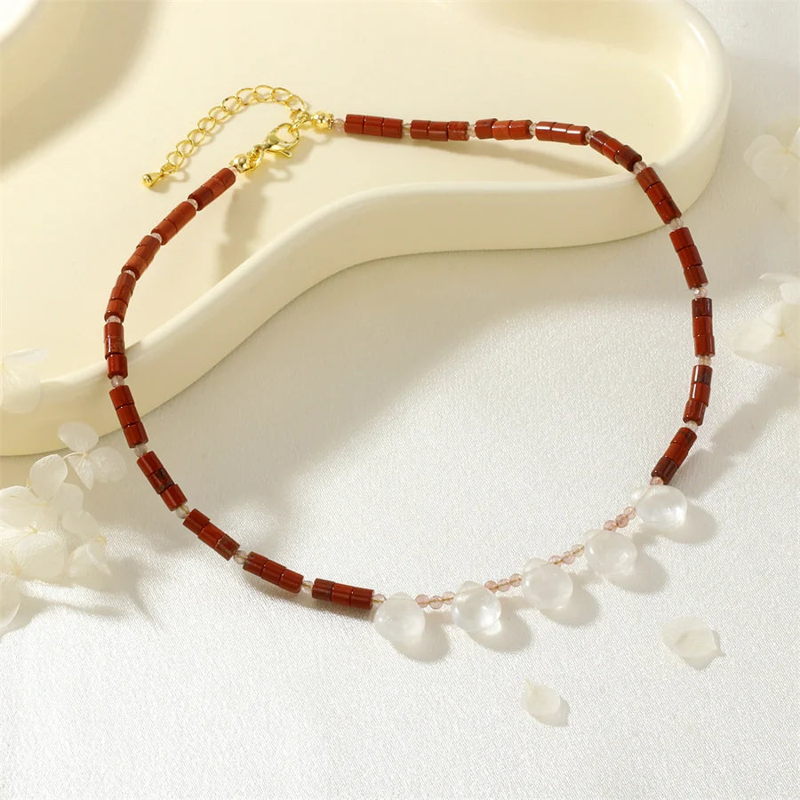 Ethnic Style Water Droplets natural stone Copper Pendant Necklace In Bulk