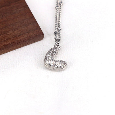 Copper 18K Gold Plated Plating Inlay Cross Heart Shape Zircon Pendant Necklace