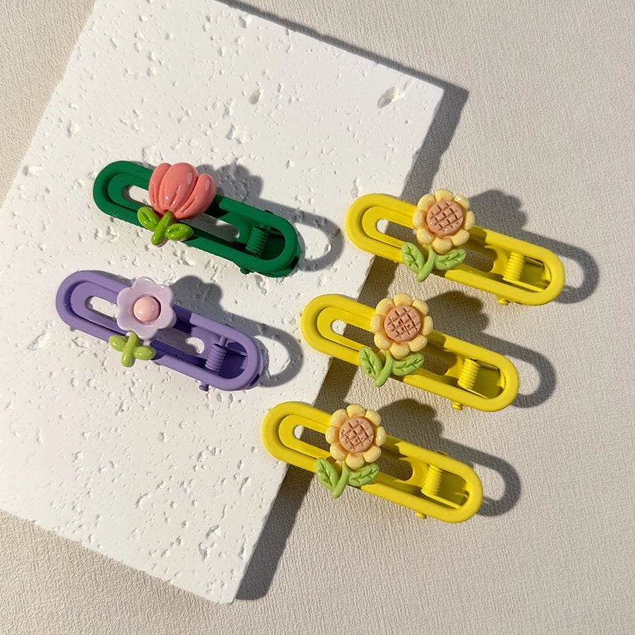 cute flower resin stoving varnish hair clip