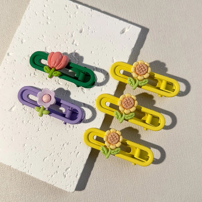 cute flower resin stoving varnish hair clip