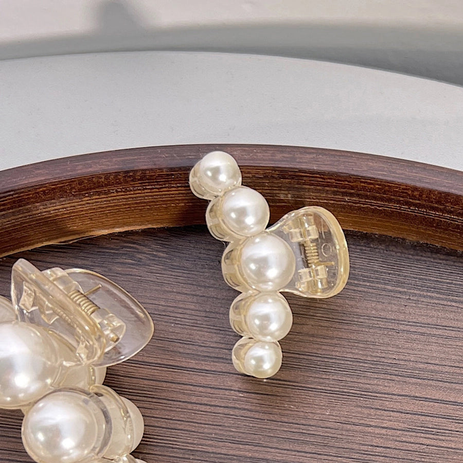 fashion solid color plastic imitation pearl  hair claw