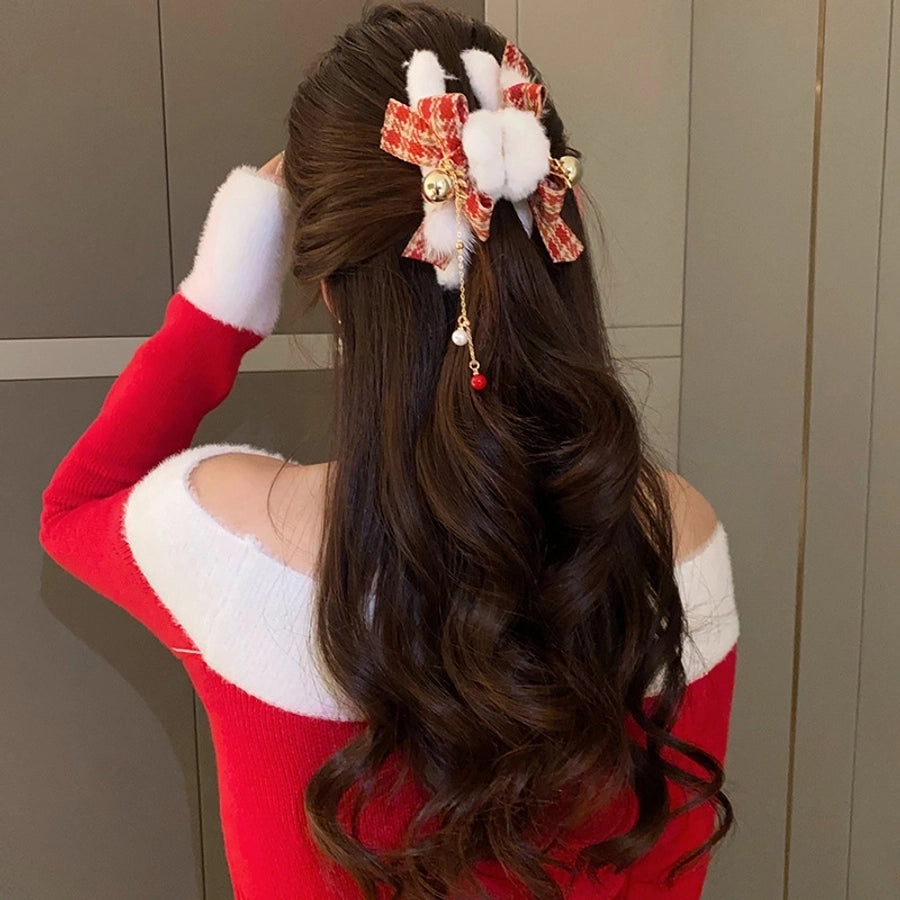 Christmas Casual Simple Style Streetwear Women's Bow Knot Arylic Alloy Hair Claws