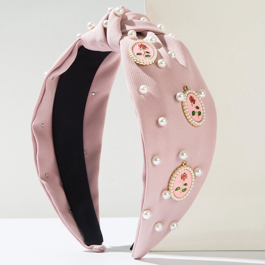 Women's Casual Vacation Classic Style Rose Alloy Cloth Inlay Artificial Pearls Hair Band